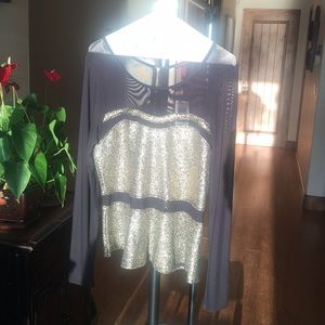 Black and Gold Sheer Top